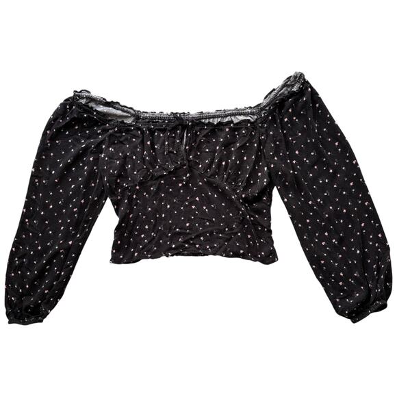 Wild Fable smocked off-shoulder floral crop top XL - Picture 1 of 4